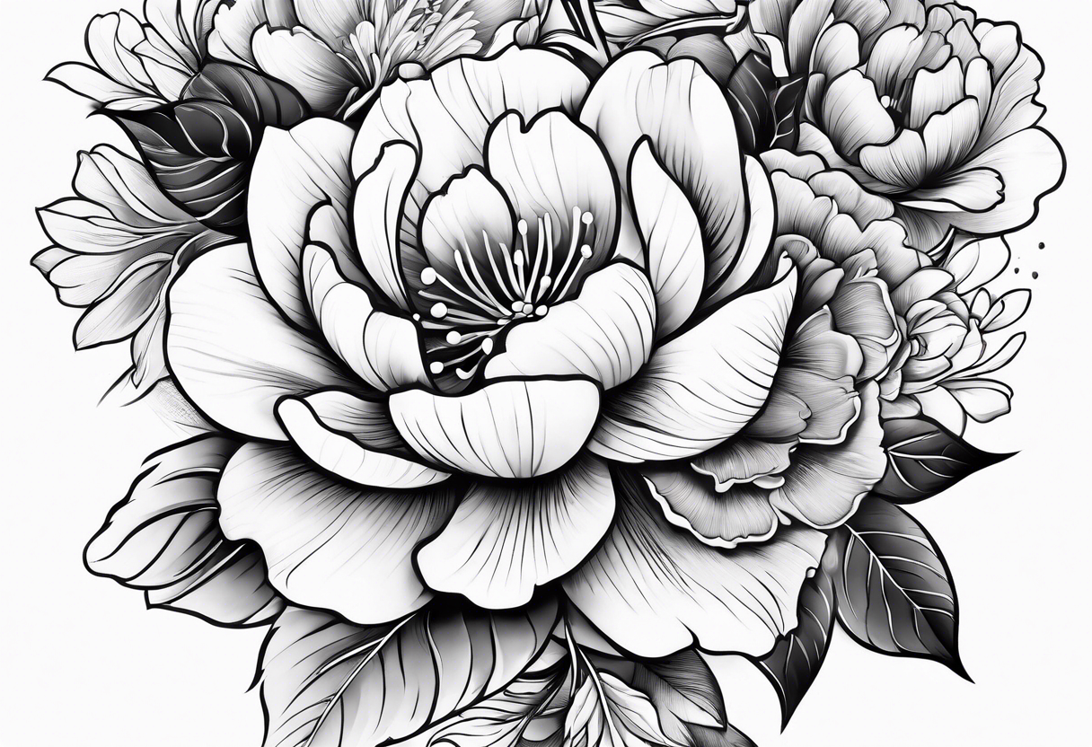 japanese sleeve with floral elements tattoo idea