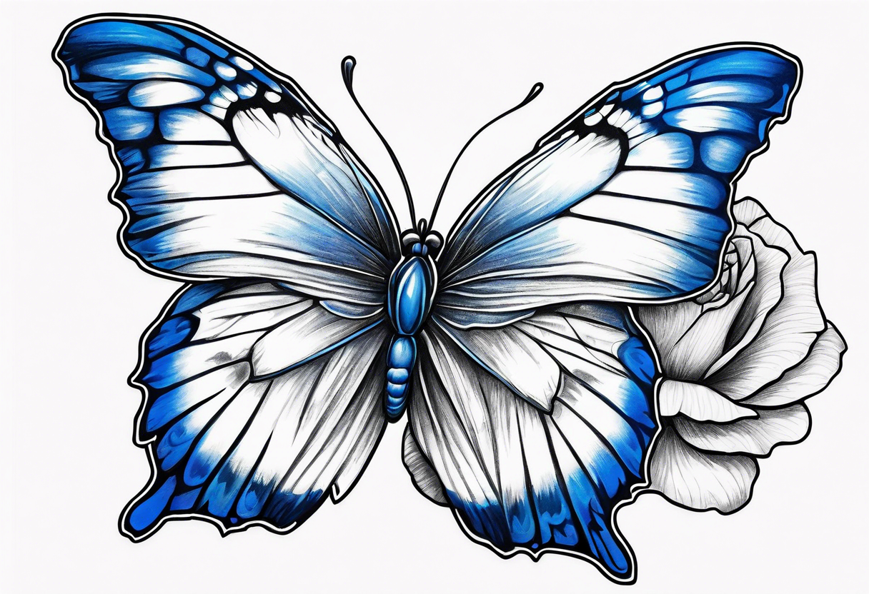 Blue butterfly carnation tattoo idea