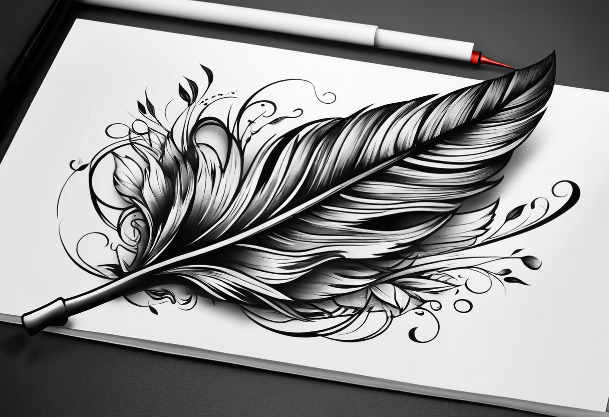 A quill over a blank page of a book tattoo idea