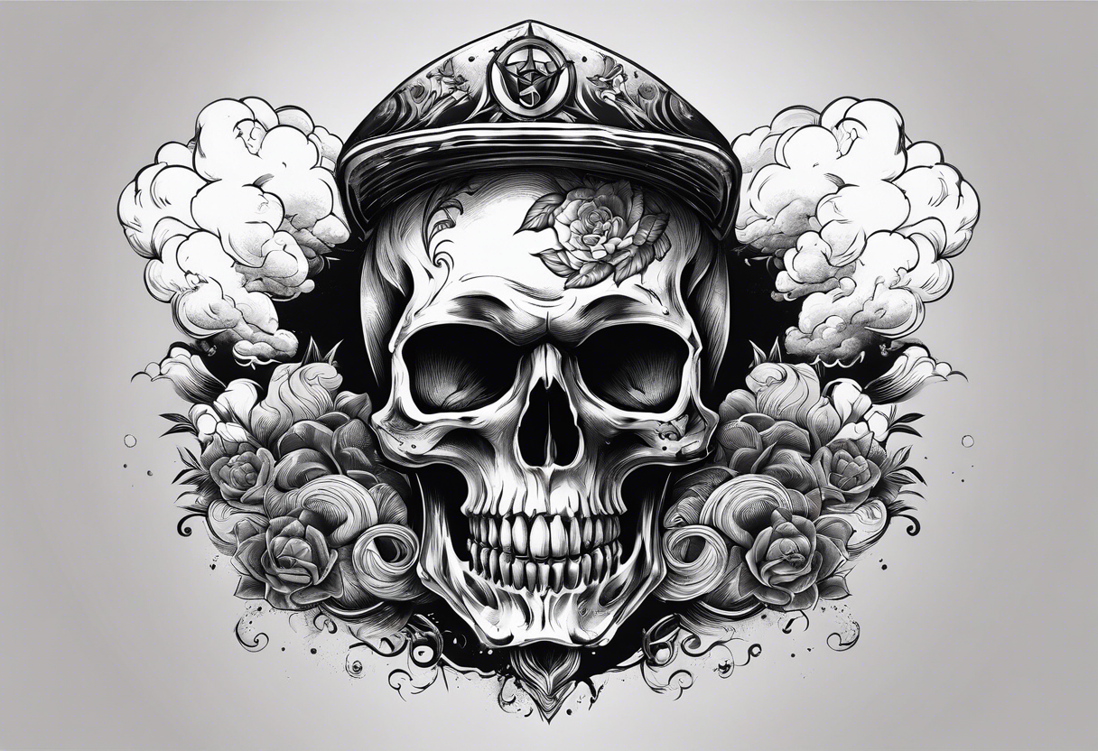 Skull with nuke cloud tattoo idea