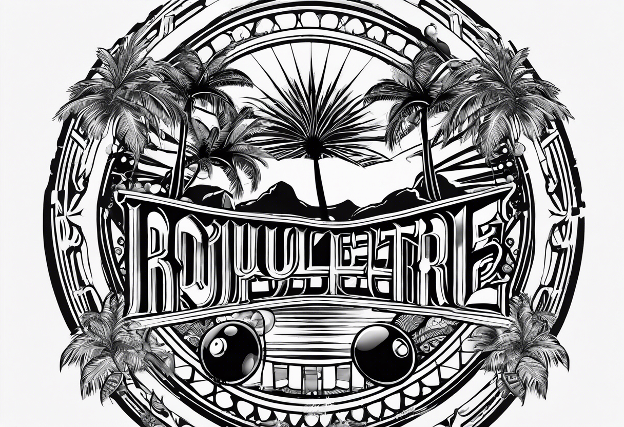 ROULETTE casino card games dice sun palm tree tattoo idea