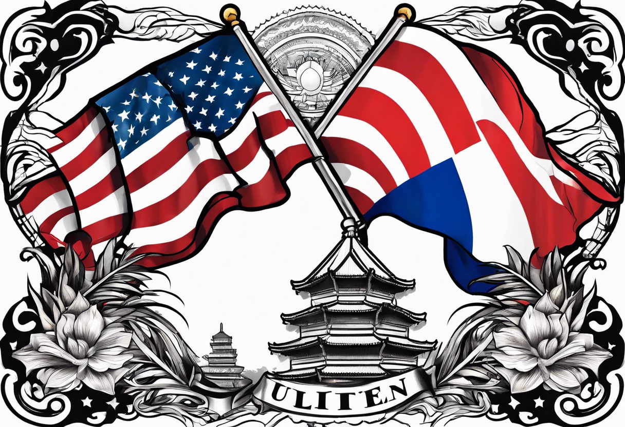 Tattoo design that incorporates the United States flag and the Philippines flag tattoo idea