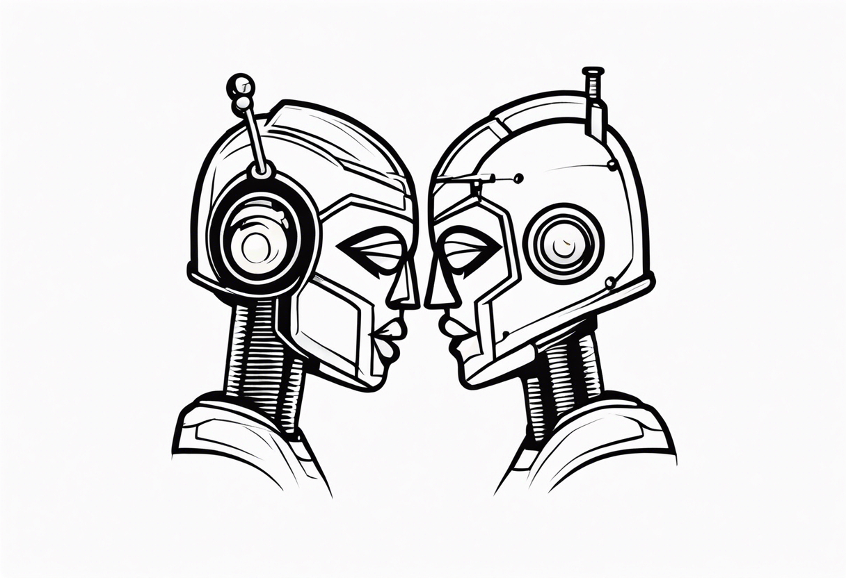 Kissing robot tattoo idea