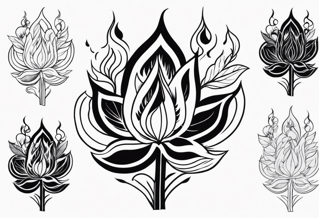 Flowers that burn and have black 
flames on them tattoo idea