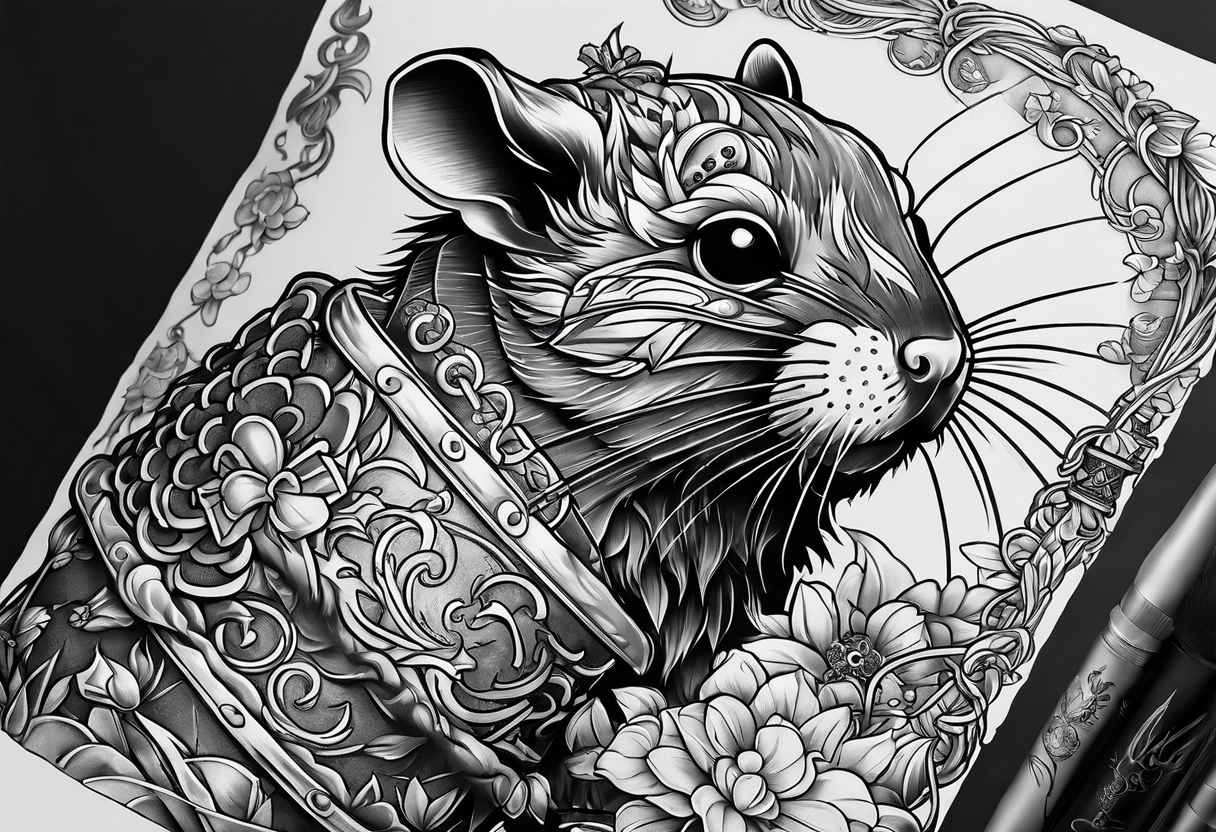 Hand drawn of rat traditional tattoo silhouette Vector Image