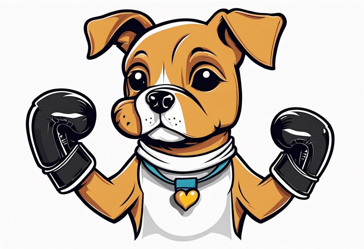 Cute Dog with boxing gloves, boxing coach tattoo idea