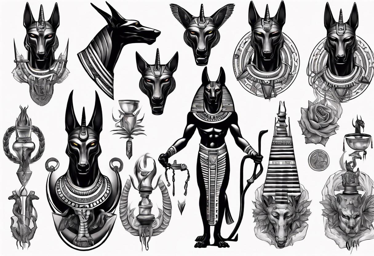 Egyptian god Anubis with Cobras tattoo idea