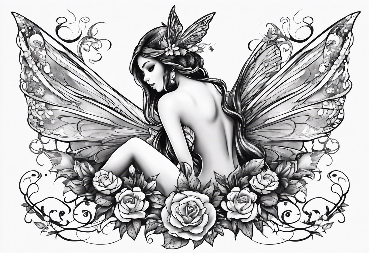 Full body small fairy mythical tattoo idea