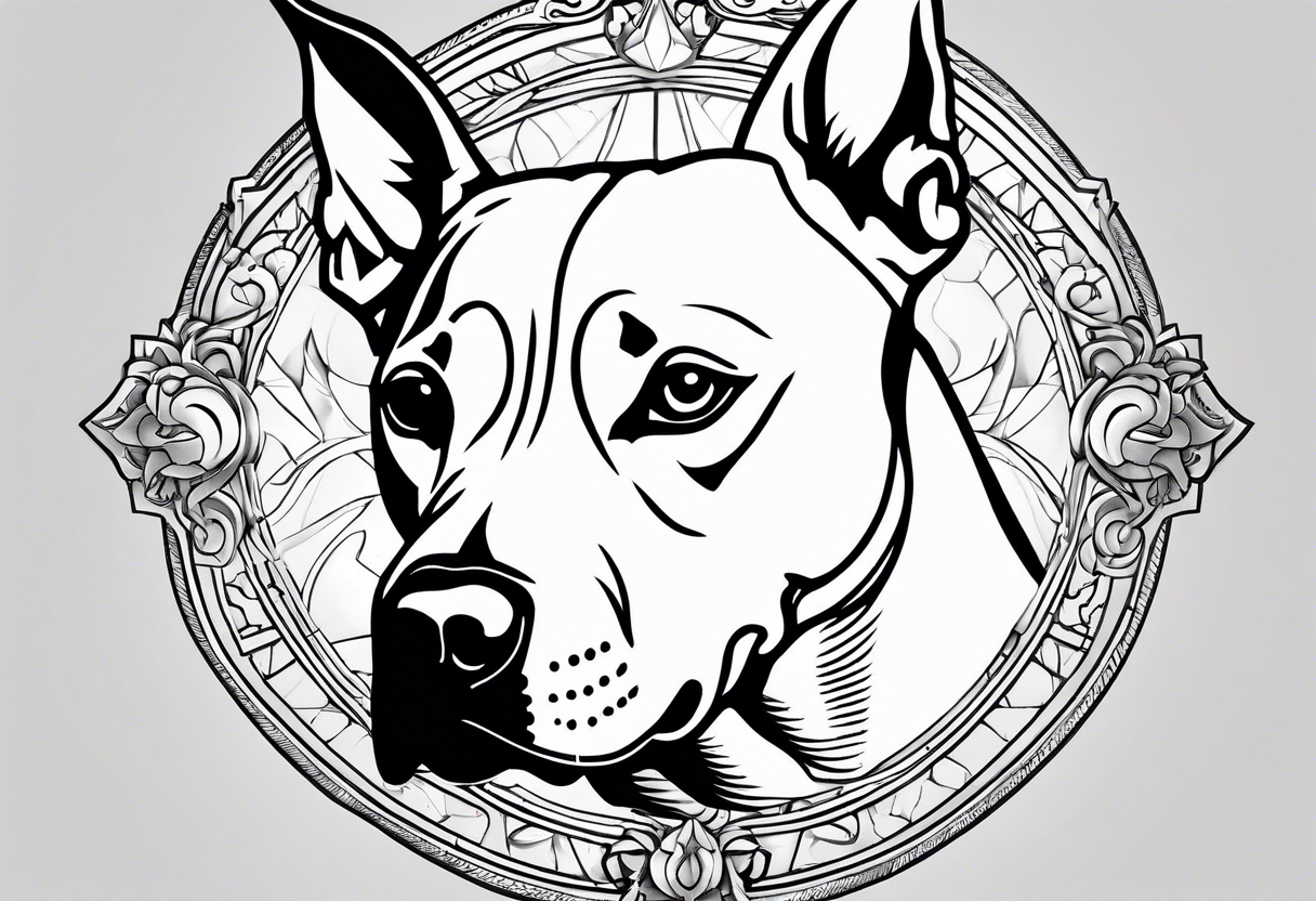 white pitbull pointed years pretty tattoo idea