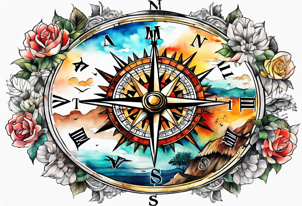 I want a compass combine with Mugiwara Luffy tattoo idea