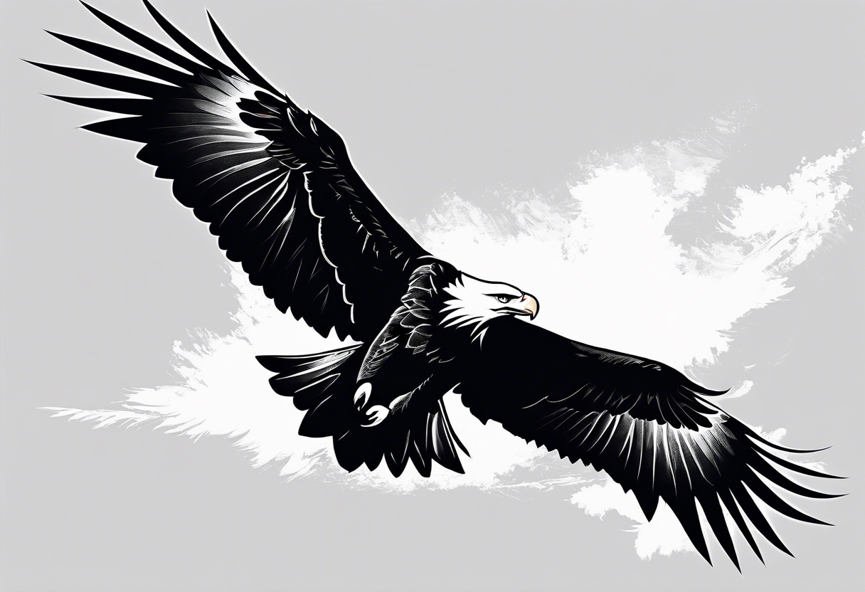 several eagles in flight silhouette symbolizing without other imagery, only the eagles tattoo idea