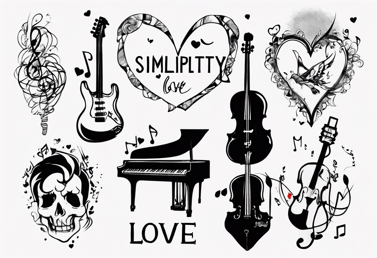 Simplicity love with music inspiration tattoo idea