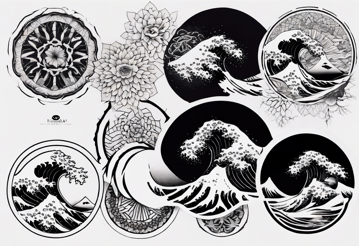 The great wave off kanagawa mixed with a mandala design tattoo idea