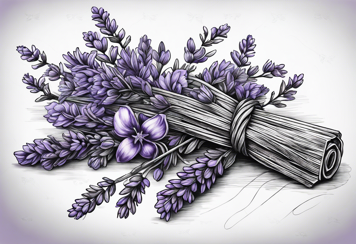 Lavender sprigs tied together with twine tattoo idea