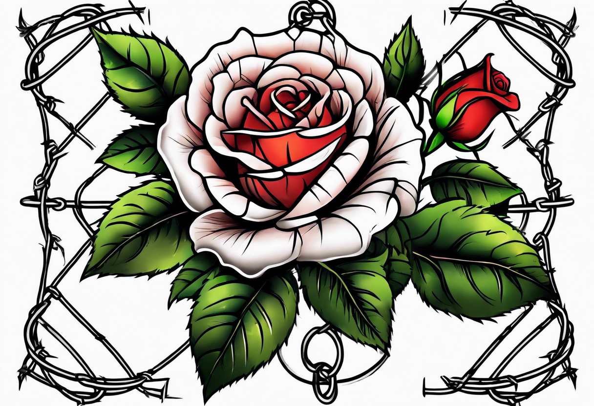 Roses with thorns and barbed wire intertwined tattoo idea | TattoosAI