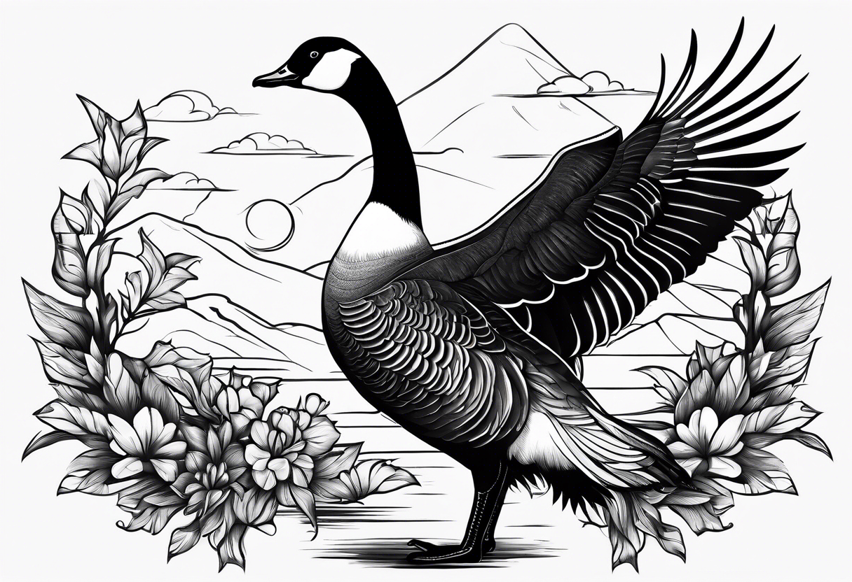 canadian goose mystical Background tattoo idea