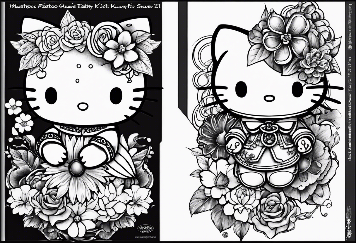 cute tattoo hello kitty and kurumi  sketches for girls in 21 century tattoo idea