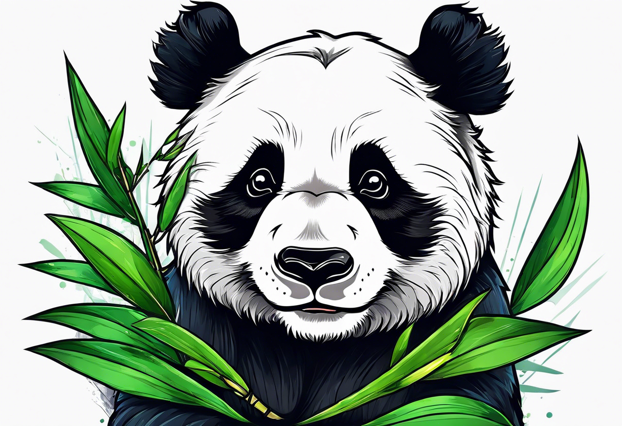 Cute panda only face with bamboo tattoo idea