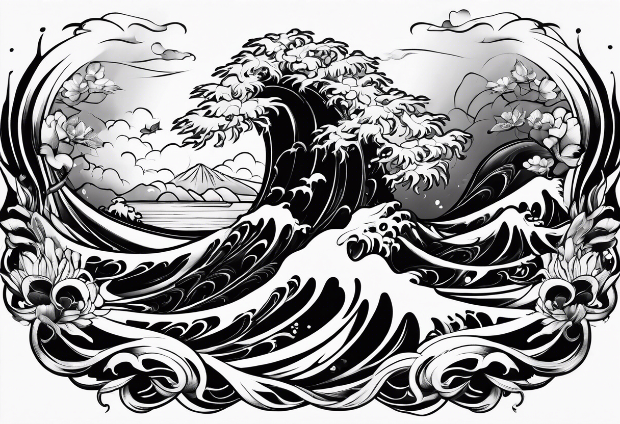 thick water neojapanese tattoo idea