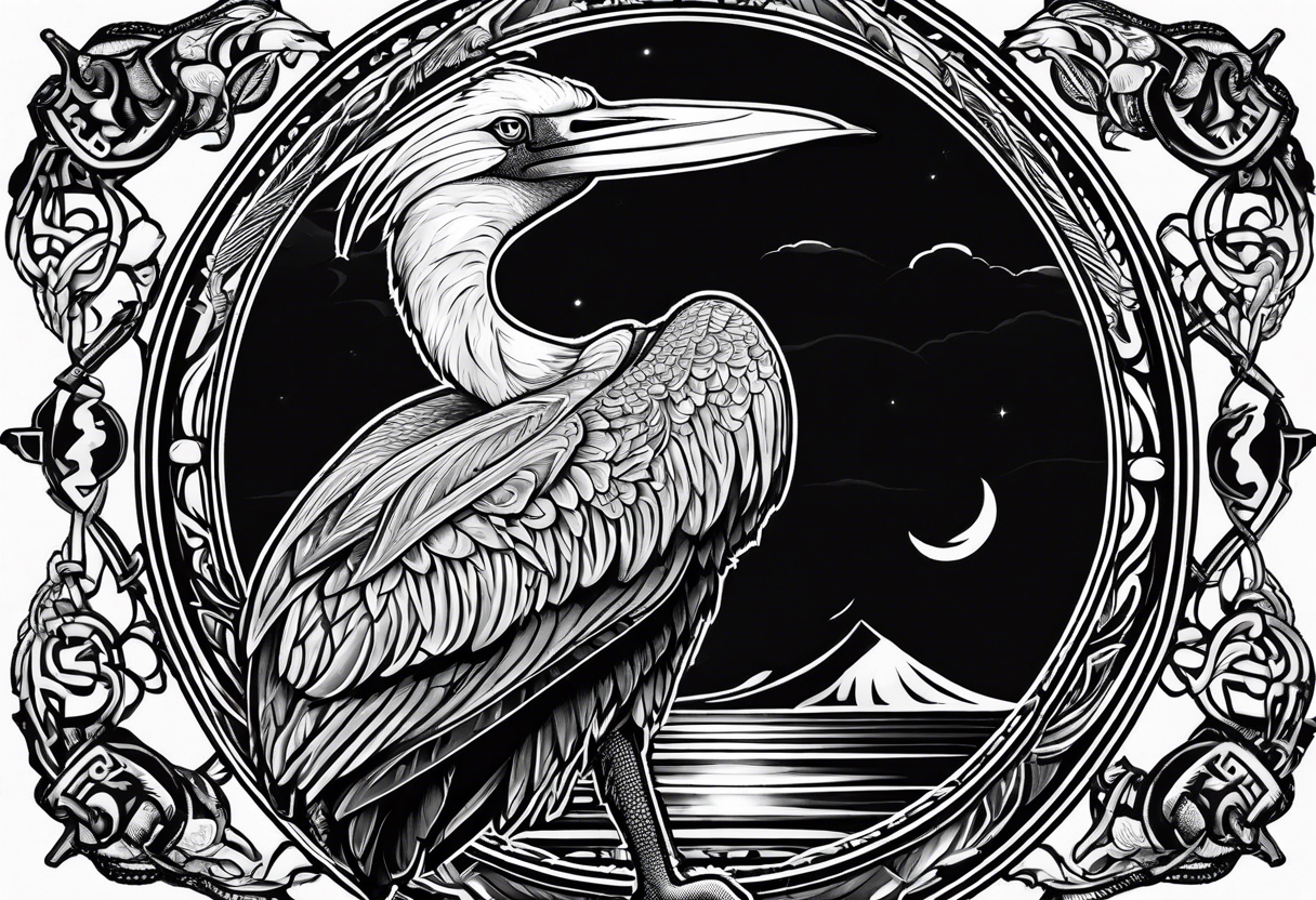 Scary shoebill stork tattoo idea