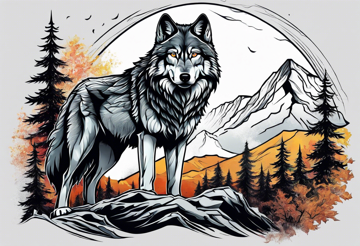 wolf on the hill tattoo idea