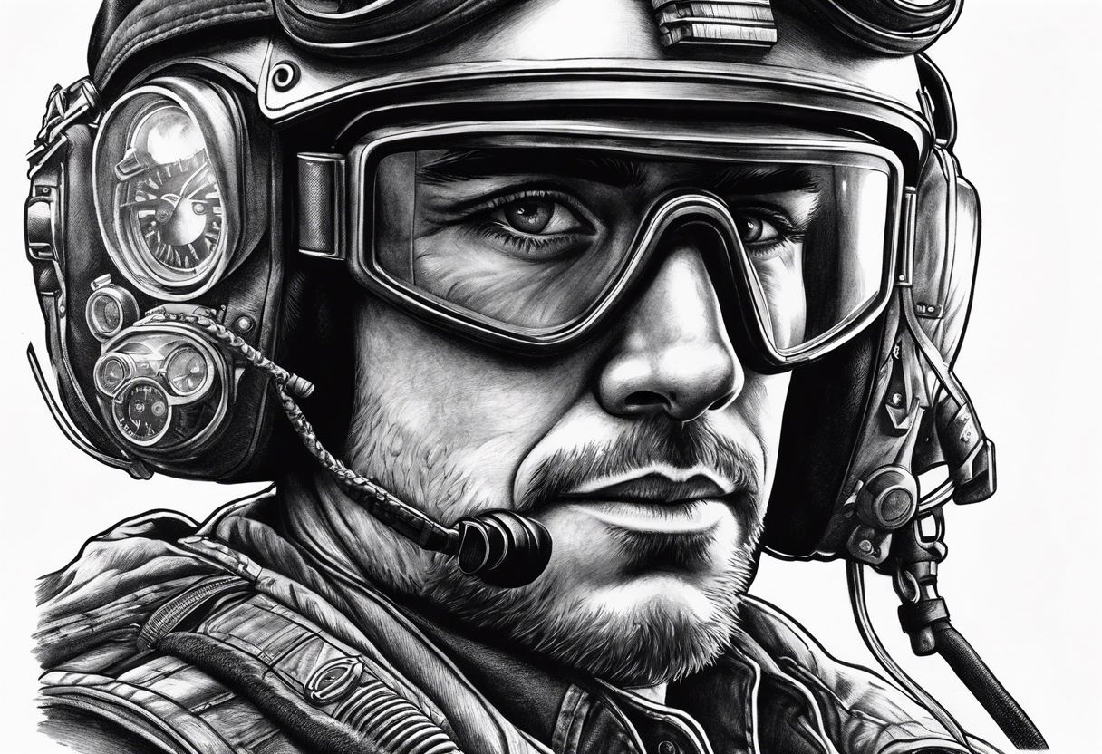 a helicopter pilot wearing night vision goggles tattoo idea