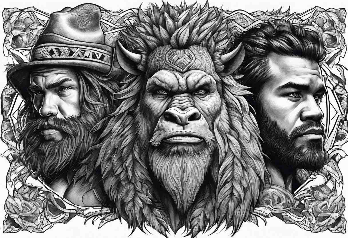 Cavemen with wooly rhino tattoo idea