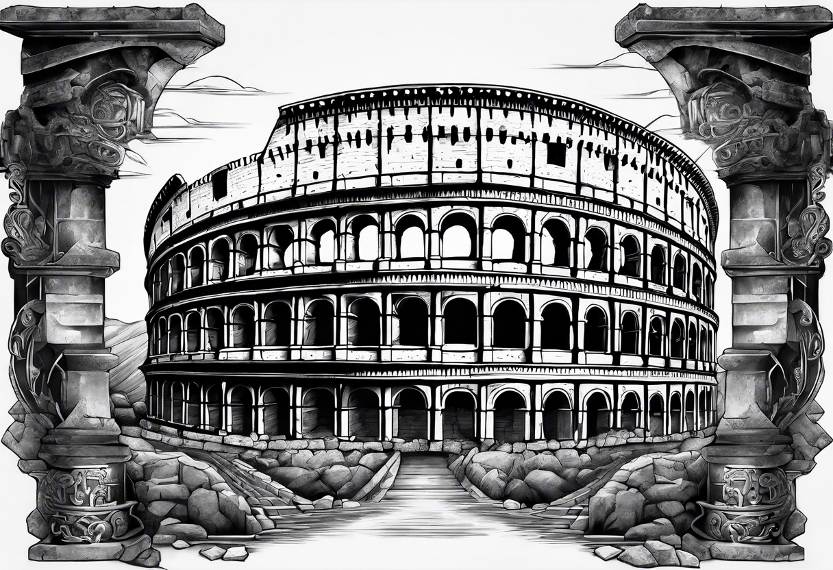 Dystopian colosseum tattoo idea