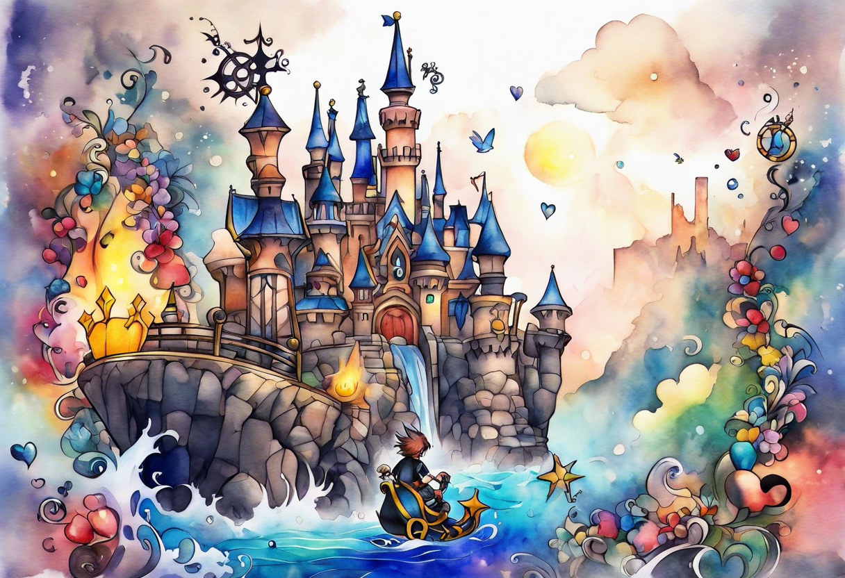 small
kingdom hearts
watercolour tattoo idea