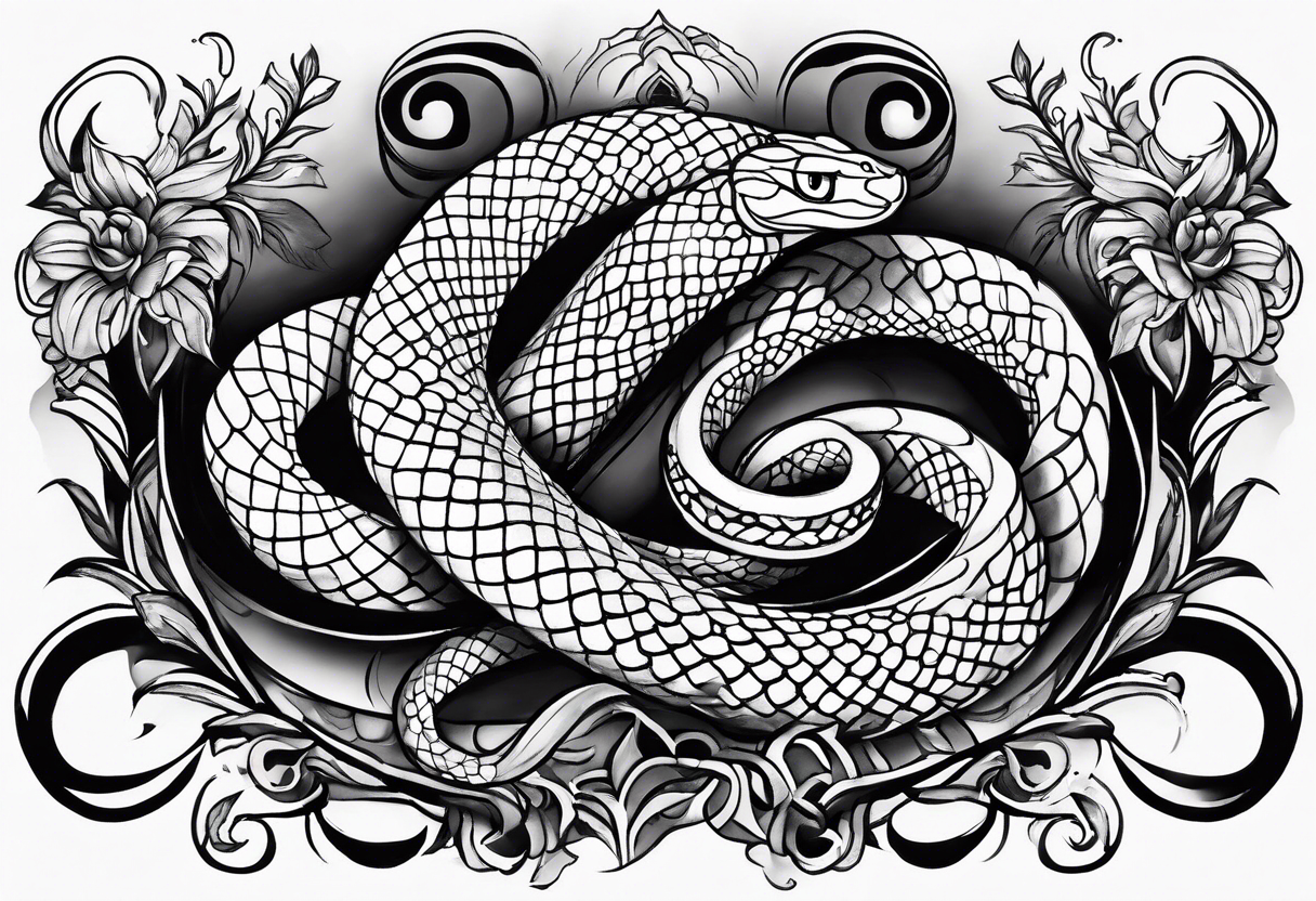 top of a snake straight line tattoo idea