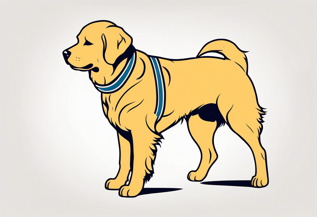 a golden retriever in human wrestling clothes tattoo idea