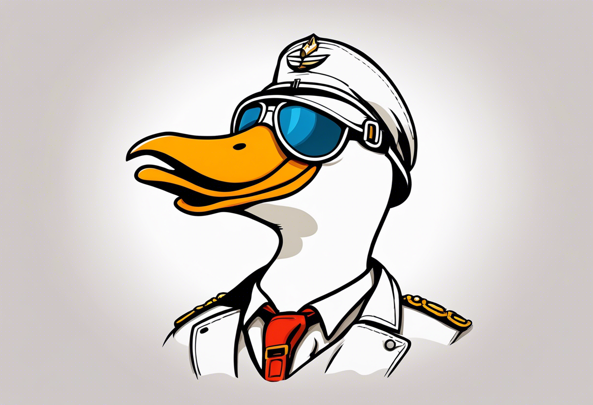 A silly goose dressed as an aviator tattoo idea