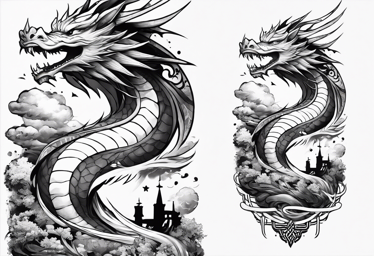 Haku from Spirited Away in dragon form flying wrapping around the wrist and forearm tattoo idea