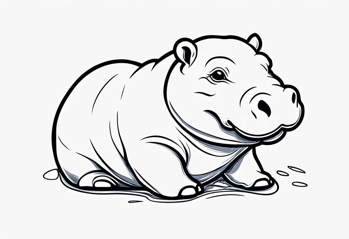 Baby hippo playful tattoo idea