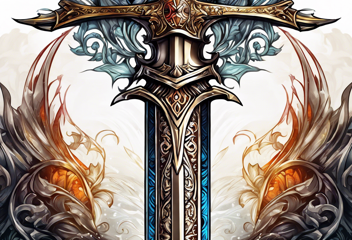 Sword etched with vivianus moriendum est tattoo idea