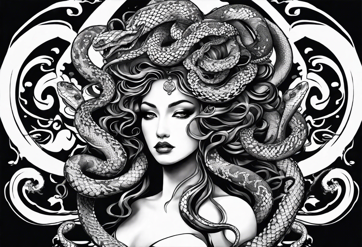 Medusa gorgon, snakes instead of hair, like stone tattoo idea