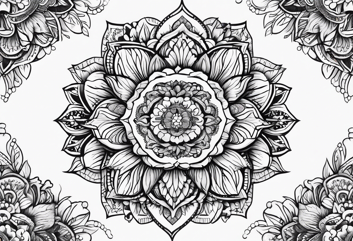 flower mandela hip piece tattoo idea