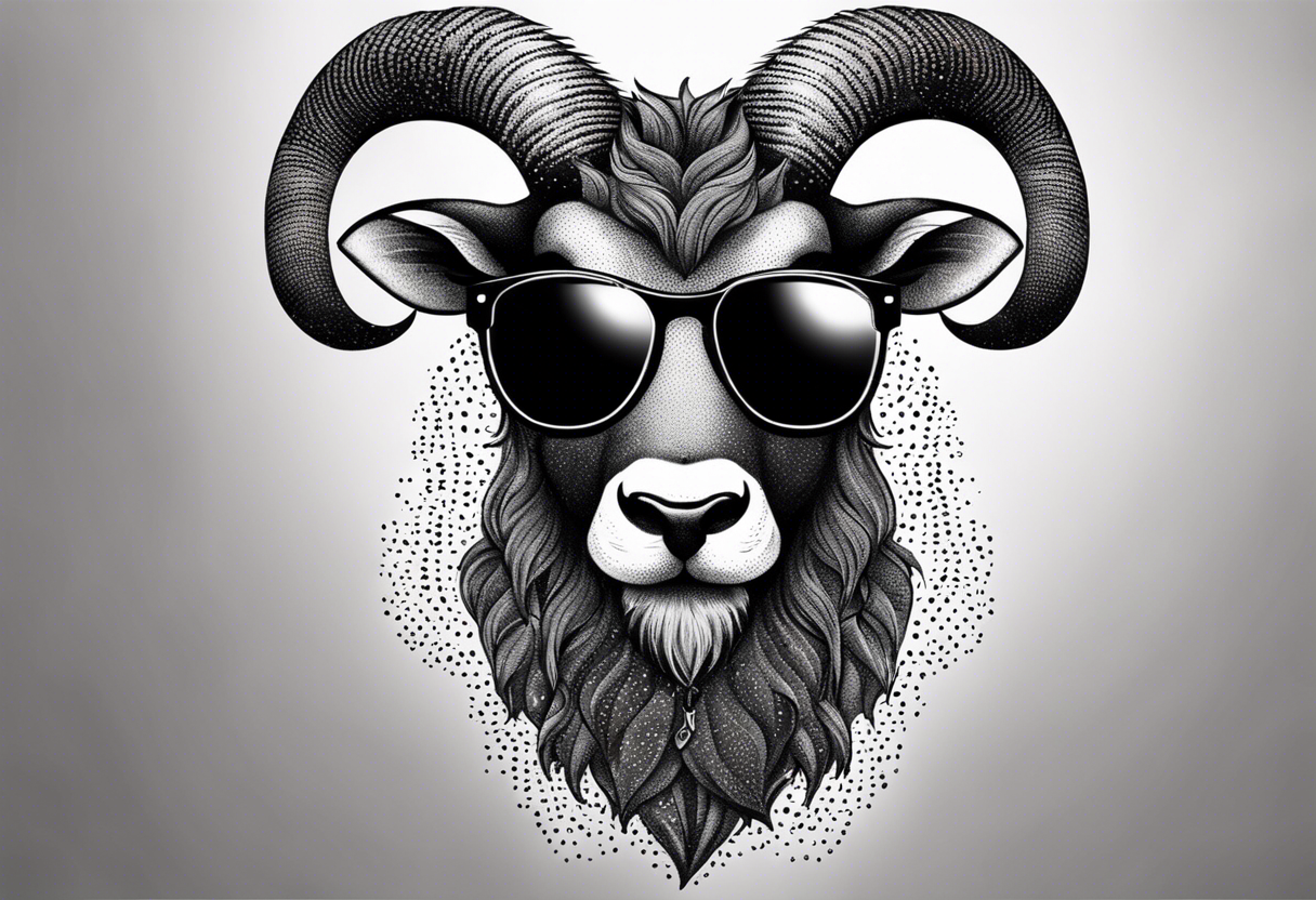 capricorn with beard and sunglasses tattoo idea