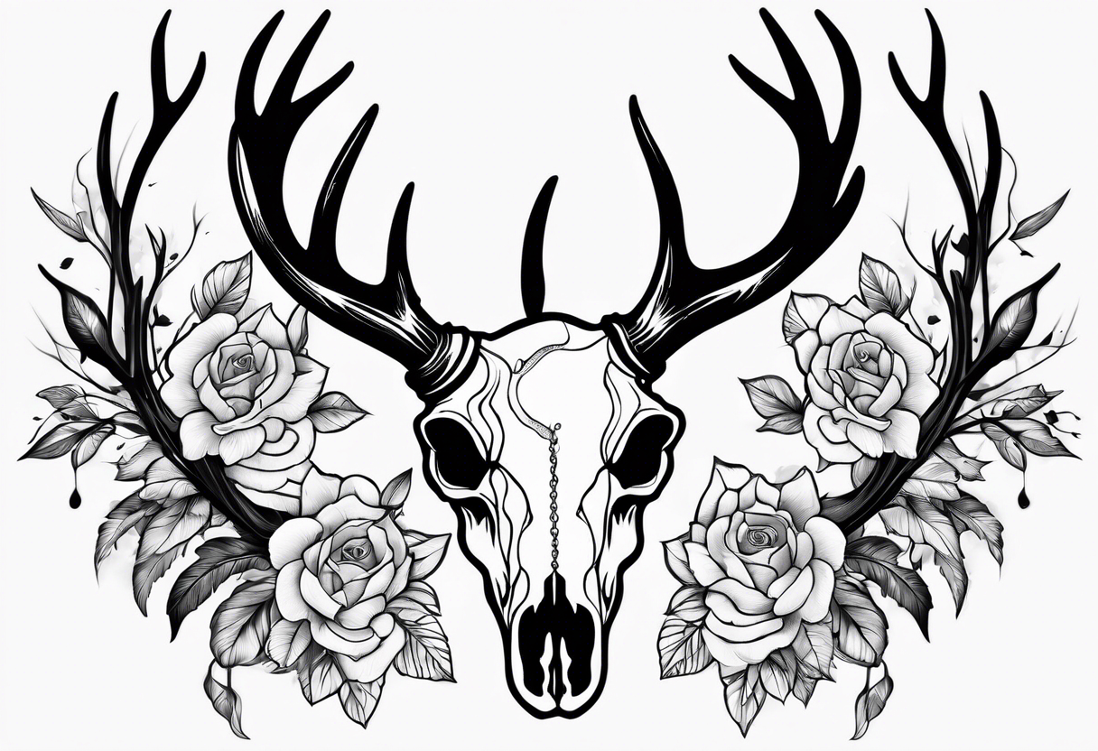 Dead deer skull tattoo idea