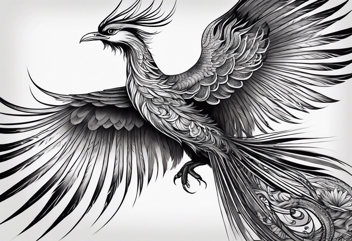 graceful asian style phoenix with extra long tail feathers and a long neck and large feathers
arm tattoo tattoo idea