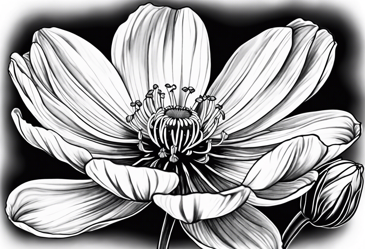 Honeysuckle cosmos flower tattoo idea