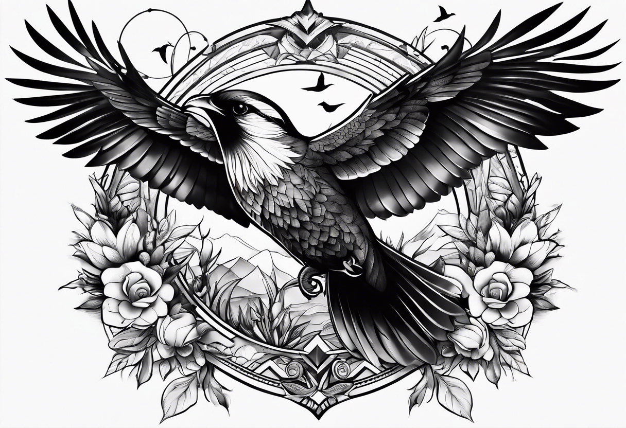 Healed with shading and birds tattoo idea