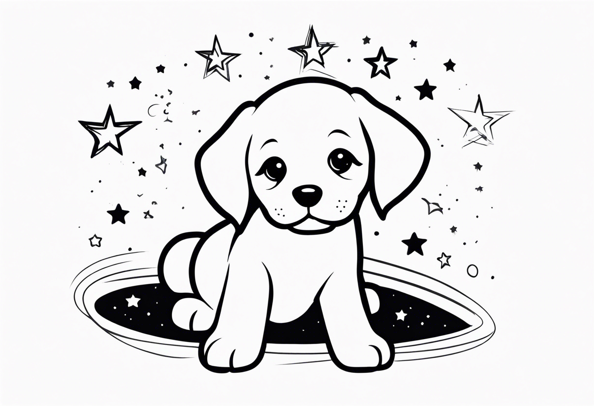 Cute puppy and stars tattoo idea