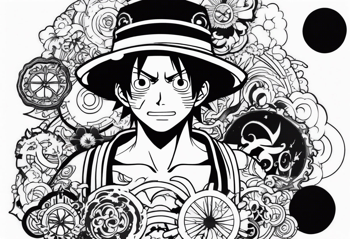 Luffy half normal half gear 5 tattoo idea