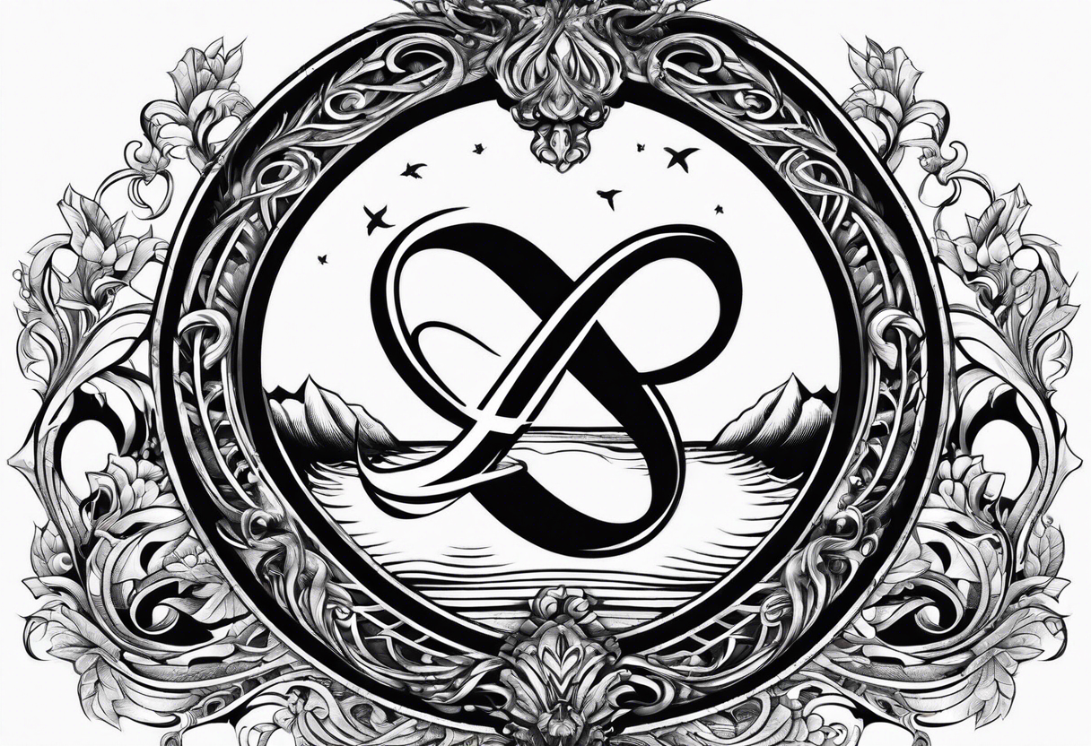 A infinity sign with a musky jumping out tattoo idea