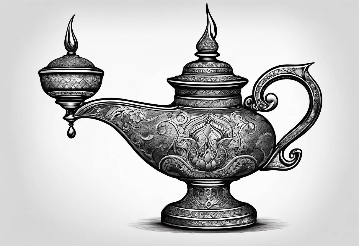 magic lamp from aladdin tattoo idea