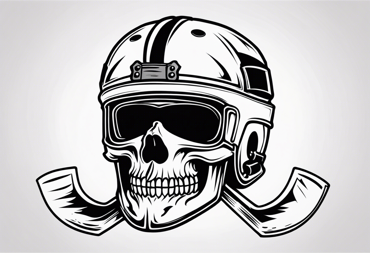 hockey skull with helmet and puck tattoo idea