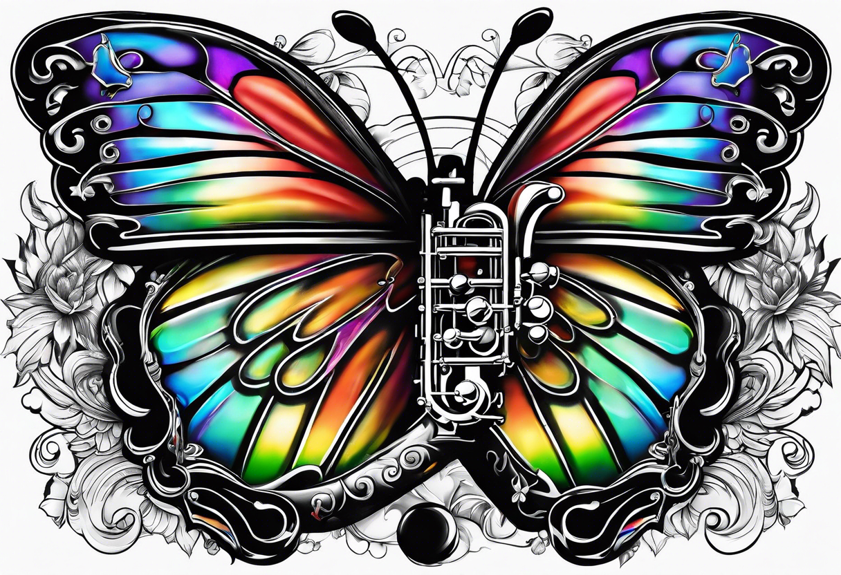 Saxophone, butterfly, rainbow, master chief tattoo idea