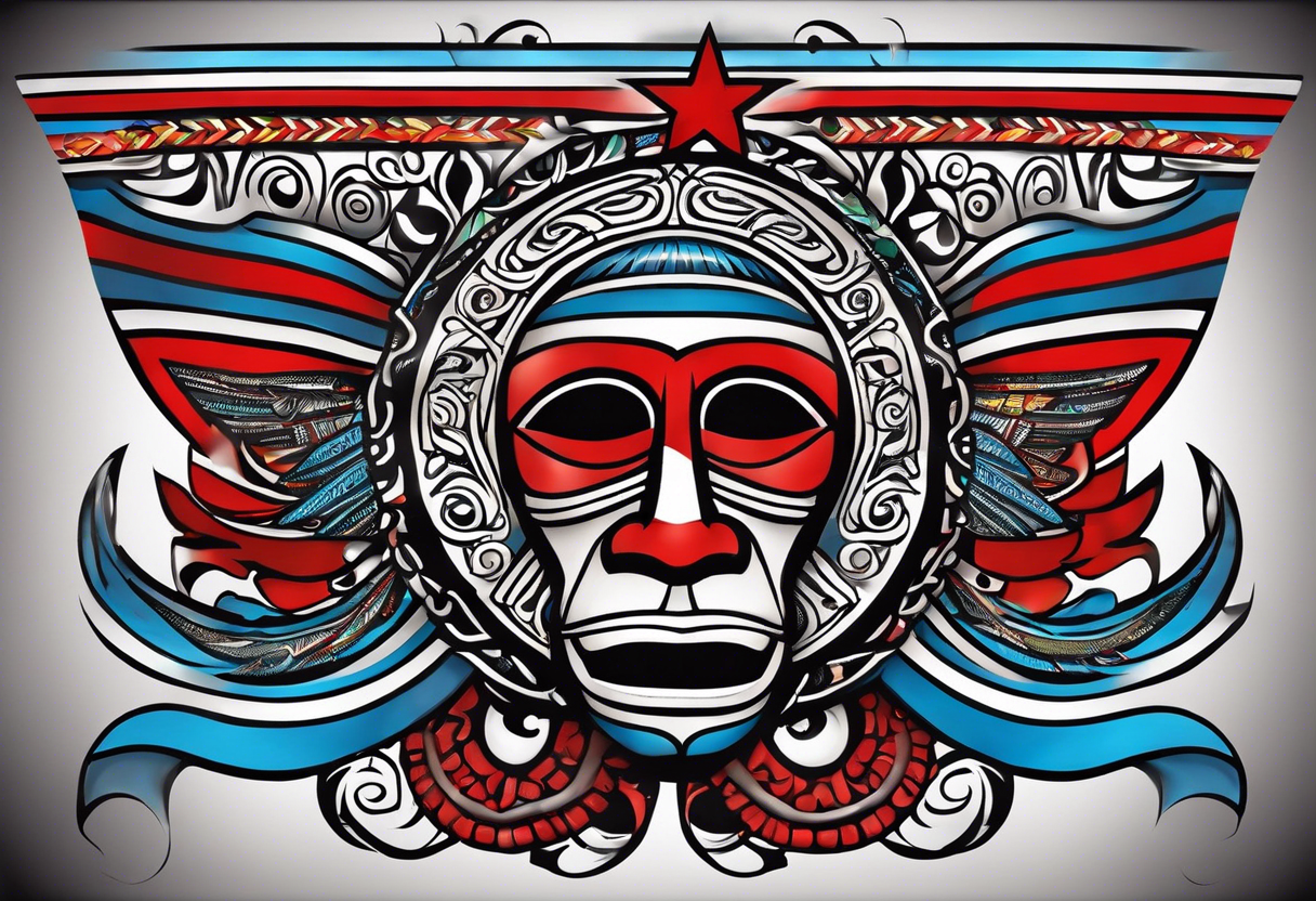 Taino tribal art with the colors of the Puerto Rico, U.S. Virgin Islands, and Trinidad flags. tattoo idea