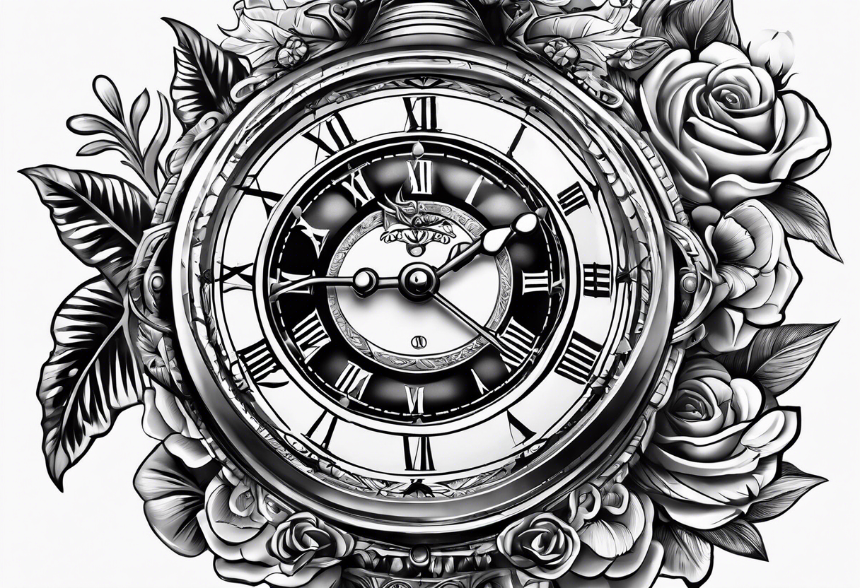 sunflower #clock #rose #pocketwatch #tattoo #tattoolover #phoenixaz #... |  TikTok